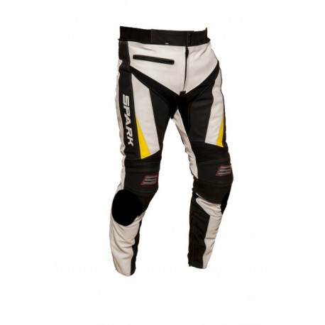Pánské kožené moto kalhoty SPARK PROCOMP EVO, bílé