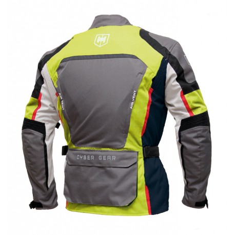 Pánská textilní moto bunda Cyber Gear Tour Long šedá-fluo - 6XL