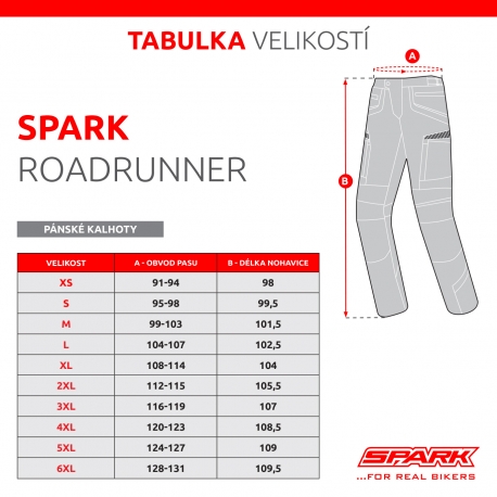 Pánské textilní moto kalhoty Spark Roadrunner Black - 6XL
