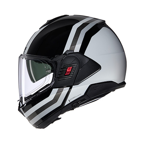 Moto helma Nolan N120-1 Lineo  N-com Nero/Bianco/Argento  348