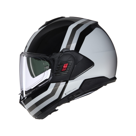 Moto helma Nolan N120-1 Lineo  N-com Nero/Bianco/Argento  348