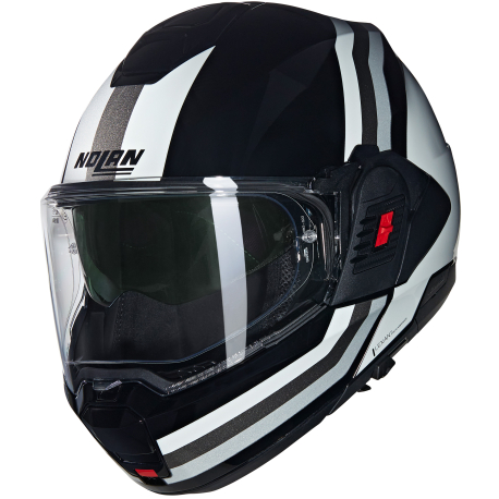Moto helma Nolan N120-1 Lineo  N-com Nero/Bianco/Argento  348
