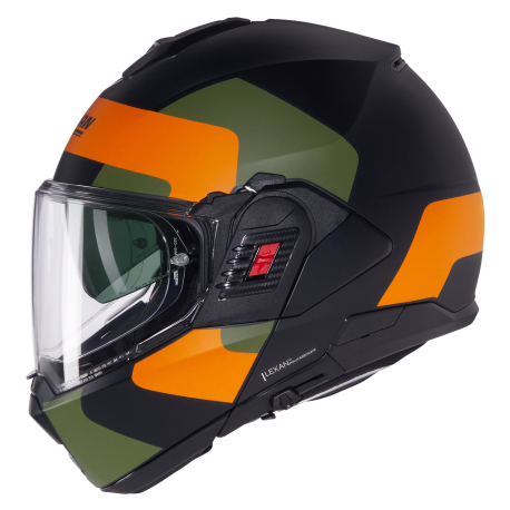 Moto helma Nolan N120-1 Omocromo  N-com Nero/Arancione/Verde Militare  345