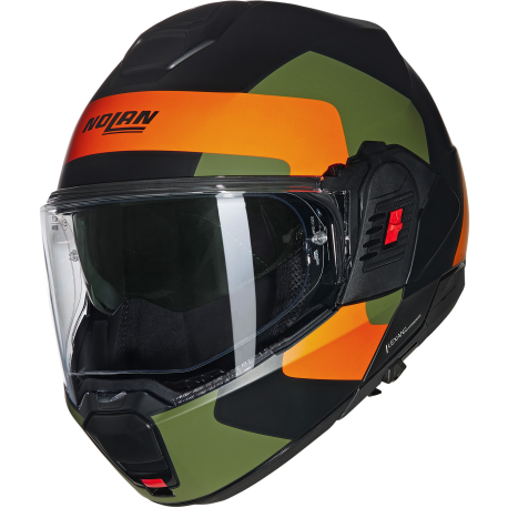 Moto helma Nolan N120-1 Omocromo  N-com Nero/Arancione/Verde Militare  345